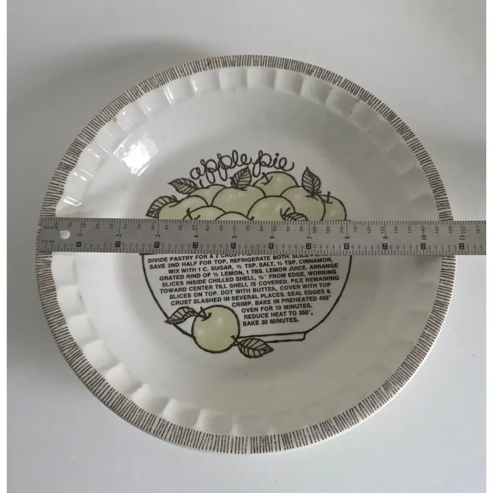 Vintage Royal China by Jeannette Apple Pie Recipe Ceramic Pie Plate 11 in